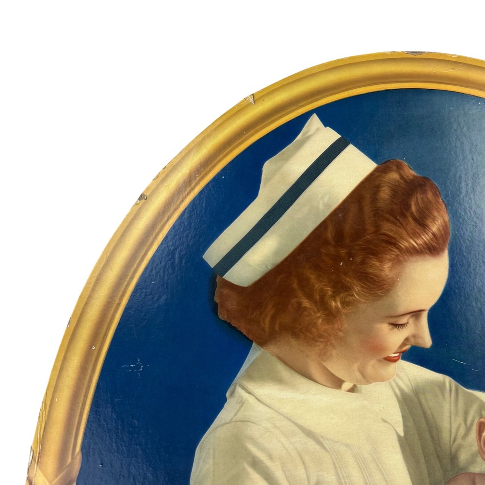1940s Davol Nipples‎ Vintage Advertising X-LARGE SIGN 40" Cardboard Nurse Baby - Picture 15 of 16